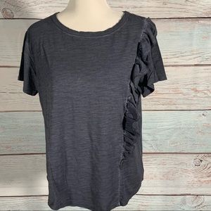 Sanctuary navy blue ruffled short sleeve tee